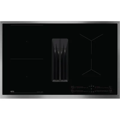 AEG Induktionskochfeld mit Dunstabzug TH84CB0FRB | 2-in-1 Muldenlüfter | 4 Zonen | Bridge-Funktion | 80 cm | Schwarz