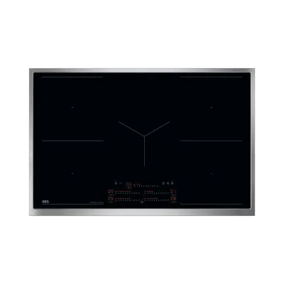 AEG Induktionskochfeld TK85IM0CRB autark | 80cm | 5 Kochzonen | DoubleBridge | Hob²Hood | Edelstahlrahmen | schwarz