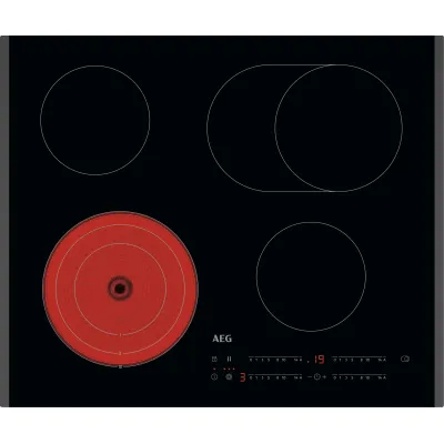 AEG Glaskeramik-Kochfeld TO64RA07FB autark | 60 cm | 4 Kochzonen | Facettenschliff | Direct-Control | Schwarz
