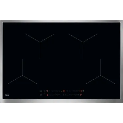 AEG Induktionskochfeld TO84IA0CXB | autark | 80cm | 4 Kochzonen | Hob2Hood | Edelstahlrahmen | Touchbedienung | schwarz