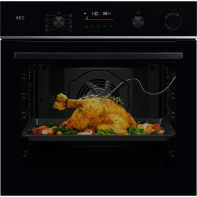 AEG Einbaubackofen TR6PB53FSB | SteamCrisp Dampf | Pyrolyse | Kerntemperatursensor | WLAN | 72 l | A++ | Schwarz