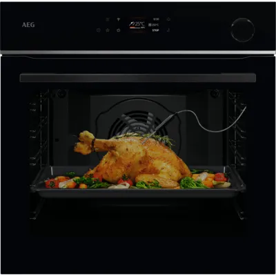 AEG Einbaubackofen TR7PB63FSB | SteamCrisp Dampfunterstützung | 72 l | Pyrolyse | Kerntemperatursensor | WLAN | Schwarz