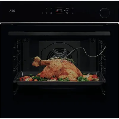AEG Einbaubackofen TR7PB63ZSB | Wifi-fähig | SteamCrisp Dampf | Pyrolyse | Kerntemperatursensor | 72L | Schwarz