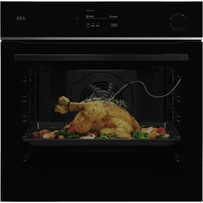 AEG Einbaubackofen TR7PB73FSB | SteamCrisp Dampf | 72l | Pyrolyse | WLAN | Touch Control | A++ | Schwarz