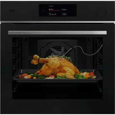 AEG Einbaubackofen TR7PB73FST | SteamCrisp Dampfunterstützung | 72 L | Pyrolyse | WLAN | Touch-Bedienung | Matt Schwarz