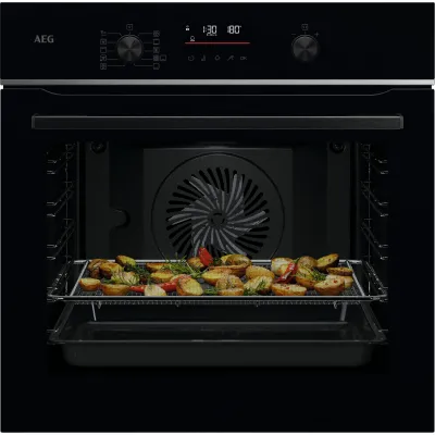 AEG Einbaubackofen TS6PB501AB | Pyrolyse | WLAN-fähig | AirFry | 71L MaxiKlasse | Kerntemperatursensor | Schwarz