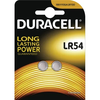 Duracell LR54 Knopfzellen-Batterie 1,5V | Alkali-Mangan | 2er Blister | für Taschenrechner, Thermometer, Uhren