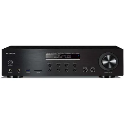 Aiwa Stereo-Verstärker AMU-120BTBK | 2x60W RMS | Bluetooth 5.0 | USB & SD MP3 | Aux In | Fernbedienung | schwarz