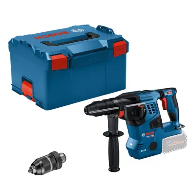 Bosch Akku-Bohrhammer GBH 18V-28 CF | 18V SDS-plus | 3,3 J | max. 28 mm Beton | Solo | L-BOXX | blau