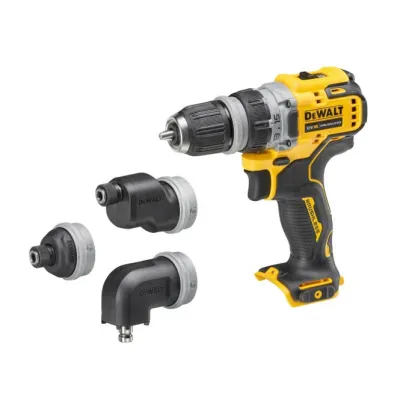 DEWALT Akku-Bohrschrauber DCD703NT 12V | 4 Wechselköpfe | Bürstenloser Motor | 2-Gang | kompakt & leicht | gelb/schwarz