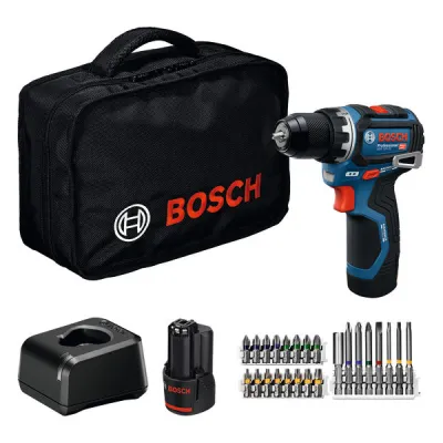 Bosch Akku-Bohrschrauber GSR 12V-32 06019N7006 | 12V 2x 2,0Ah Li-Ionen Akkus | 32Nm | 24tlg. Zubehör | Blau/Schwarz