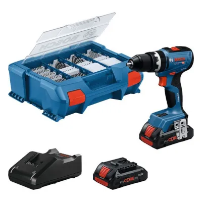 Bosch Akku-Schlagbohrschrauber GSB 18V-65 Set 06019N3307 | 18V 4Ah | 2 Akkus | 65Nm | Ladegerät | L-Case | blau