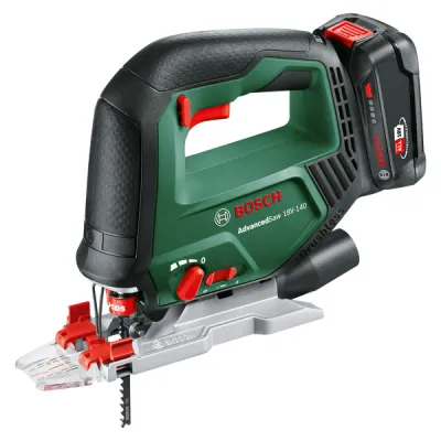 Bosch Akku-Stichsäge AdvancedSaw 18V-140 0603013003 | 18V | 2,0Ah Li-Ion Akku & Ladegerät | 140 mm Holz | Koffer | grün