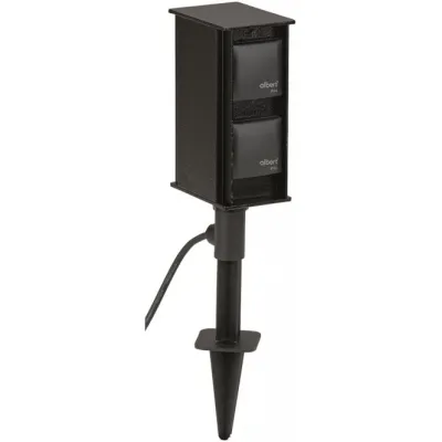 Albert Leuchten Steckdosenspieß 662104 | Gartensteckdose 4-fach | IP44 | Aluguss | 2,5m Zuleitung | schwarz