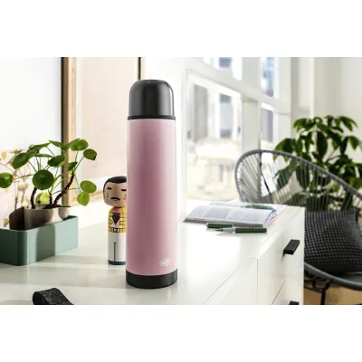 alfi Isolierflasche Isotherm Eco 0,75l | Thermoflasche Edelstahl | 12h heiß 24h kalt | BPA-frei | pastel rose matt