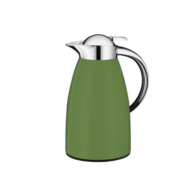 alfi Isolierkanne SIGNO 1421355100 | 1,0l | Edelstahl & Hartglaseinsatz | AromaSafe | Einhand-Ausgießen | boho grün matt