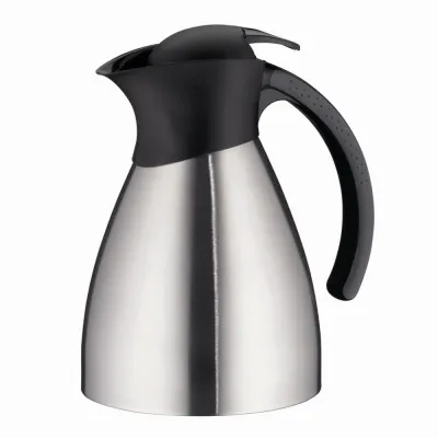 alfi Isolierkanne Bono 1,0L | Thermoskanne Edelstahl matt | doppelwandig | Einhandbedienung | schwarz