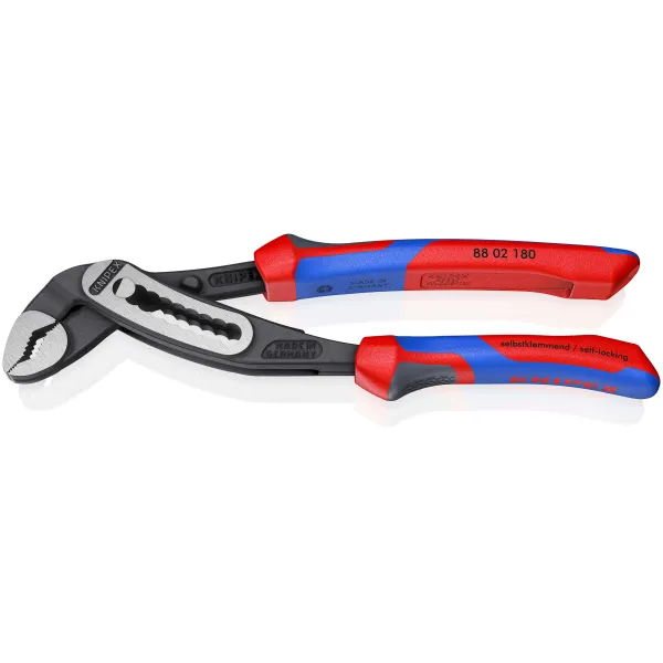 KNIPEX Wasserpumpenzange Alligator 88 02 180 | 180mm | 9-fach verstellbar | Durchsteckgelenk | 2K-Griff | 42mm Kapazität