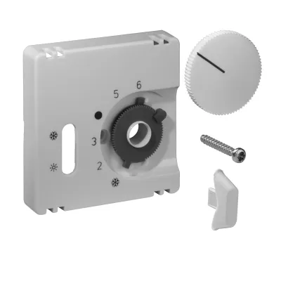 ALRE Deckelset für Raumtemperaturregler JZ-037.100 | Zentralplatte 55x55 mm | Kunststoff | RAL 9010 weiß glänzend