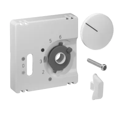 ALRE-IT Deckelset JZ-038.100 | Zentralplatte für Raumtemperaturregler | 55x55 mm | Thermoplast | weiß glänzend RAL 9010