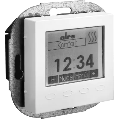 ALRE Raumtemperaturregler Unterputz HTRRUu-210.021#55 | digitaler Uhrenthermostat | 230V | 55x55mm | Wochenuhr | weiß