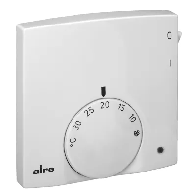 Alre Raumtemperaturregler RTBSB-201.062 | mechanisch | Aufputz superflach 13,9mm | 230V | 5–30°C | Absenkung | weiß