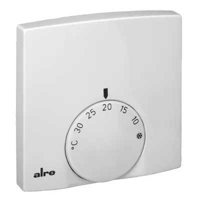 ALRE Raumtemperaturregler RTBSB-201.000 | Thermostat Aufputz superflach 5-30°C | 230V | Öffner | Weiß RAL9010