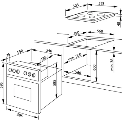 Amica Einbauherd-Set EHC 12708 E | Umluftbackofen 65L | Glaskeramikkochfeld 4 Zonen | Edelstahl | Energieklasse A