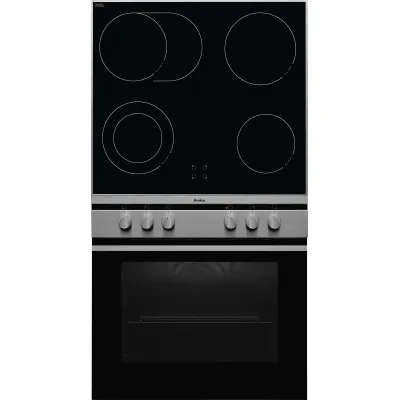 Amica Einbauherd-Set EHC 12713 E | Backofen 9 Funktionen | Glaskeramikkochfeld 4 Zonen | Umluft | Edelstahl | Energieklasse A
