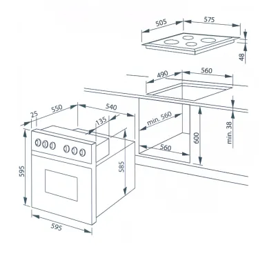Amica Einbauherd-Set EHC12714W | Glaskeramik-Kochfeld | 9 Funktionen | Umluft | Energieklasse A | Weiß