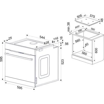 Amica Herd-Set EHCX 933 110 E | Einbauherd mit Glaskeramik-Kochfeld | 77L XXL-Backofen | Edelstahl