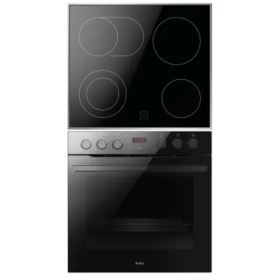 Amica Einbau-Herd-Set EHCX 933 130 S | Glaskeramik-Kochfeld 4 Zonen | 77L XXL-Backofen | Steam Clean | Umluft | A