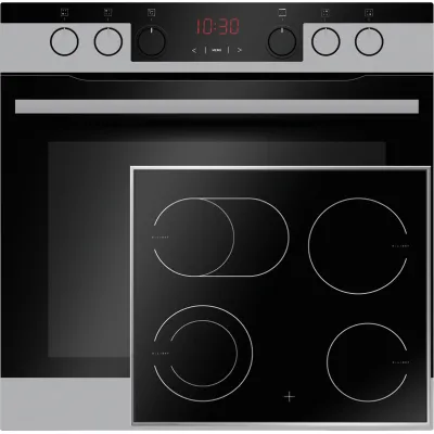 Amica Einbau-Herd-Set EHCX 933 600 E | Glaskeramik-Kochfeld 60cm | 77L Backofen | 9 Funktionen | Edelstahl | A