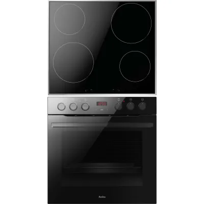 Amica Einbauherd-Set EHIX 933 133 S | Induktionskochfeld 4 Zonen | Umluft | XXL-Backofen 77l | Teleskopauszug | schwarz