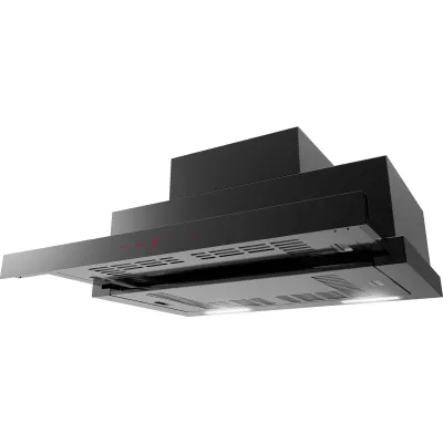 AMICA Flachschirmhaube FH 17275 S | Dunstabzugshaube 60 cm | Slider Black | LED | Abluft/Umluft | Klasse A | Schwarz