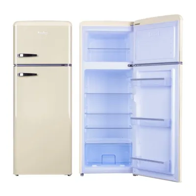 Amica Kühl-Gefrierkombination KGC 15635 B | Retro Design | 206 l | Höhe 144 cm | Energieeffizienz E | beige (B-Ware)