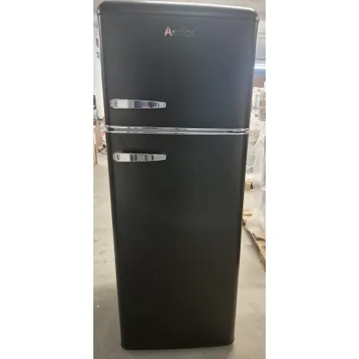 Amica Kühl-Gefrierkombination KGC 15637 MS Retro Design | 206l | 144x55x62cm | EEK E | Gefrierfach oben | matt schwarz, B-Ware