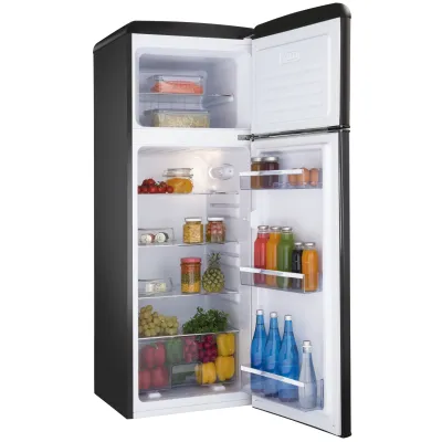 Amica Kühl-Gefrierkombination KGC 15637 MS Retro Design | 206l | 144x55x62cm | EEK E | Gefrierfach oben | matt schwarz