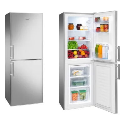 Amica Kühl-Gefrierkombination KGC 384 111 E | 138 L | 148x52x59 cm | Edelstahloptik | LED | Energieklasse B