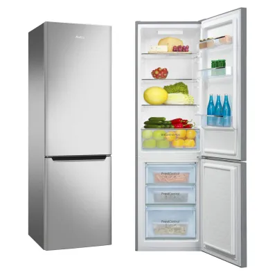 Amica Kühl-Gefrierkombination KGCL 387 155 E | 262L | 176x54x55cm | EEK D | FrostControl | LED | Edelstahl