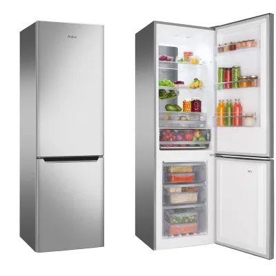 Amica Kühl-Gefrierkombination KGCN 388 140 E | NoFrost 250L (180/70L) | Energieklasse D | 181x54x57,6cm | Edelstahloptik