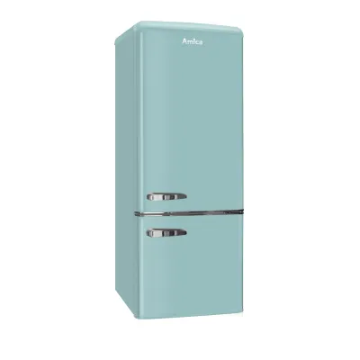 Amica Kühl-Gefrierkombination KGCR 384 150 T | Retro Design Kühlschrank | 191l | 145cm | Türkisblau | E-Klasse