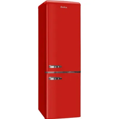 Amica Kühl-Gefrierkombination KGCR 387 100 R | Retro Design | 181 cm Höhe | 244 L | Abtauautomatik | EEK E | Chili Red