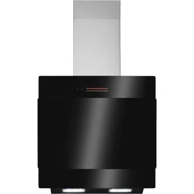 Amica Kaminhaube KHF 664 101 S | Wand-Dunstabzugshaube 60 cm Glas schräg | A++ | 595 m³/h | LED | Schwarz