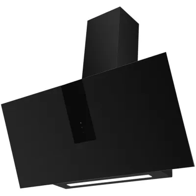 Amica KHF 666 600 S | Kaminhaube 60cm | Wand Dunstabzugshaube schräg | Schwarz-Mattglas | A+ | 700m³/h | LED