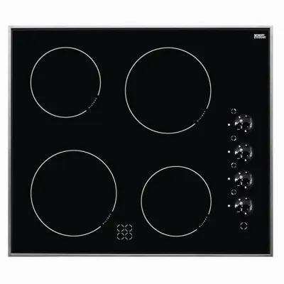 Amica KMC 13282 E Glaskeramik-Kochfeld 60cm | autark | 4 HiLight-Zonen | Edelstahlrahmen | Knebelsteuerung