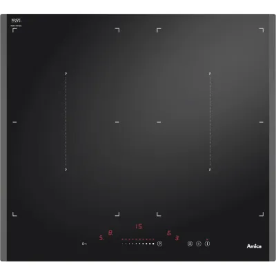 Amica Induktionskochfeld | 60 cm | 4 Kochzonen | Booster | Bridge-Funktion | Timer | Facettenschliff | Schwarz