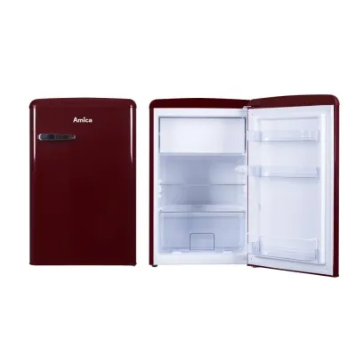 Amica Retro Kühlschrank mit Gefrierfach KS 15611 R | 108l | EEK E | 86x55x61,5cm | 4*-Gefrierfach | weinrot