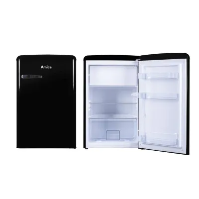Amica Retro Kühlschrank KS 15614 S | Tischkühlschrank mit Gefrierfach 108l | schwarz | 86x55x61,5cm | Energieklasse E