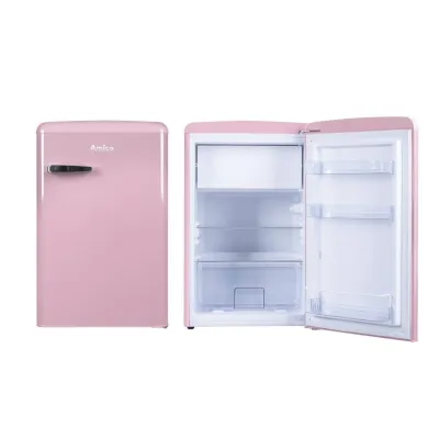 Amica Retro Kühlschrank KS 15616 P | 108l | Gefrierfach | Abtauautomatik | Energieklasse E | cupcake pink